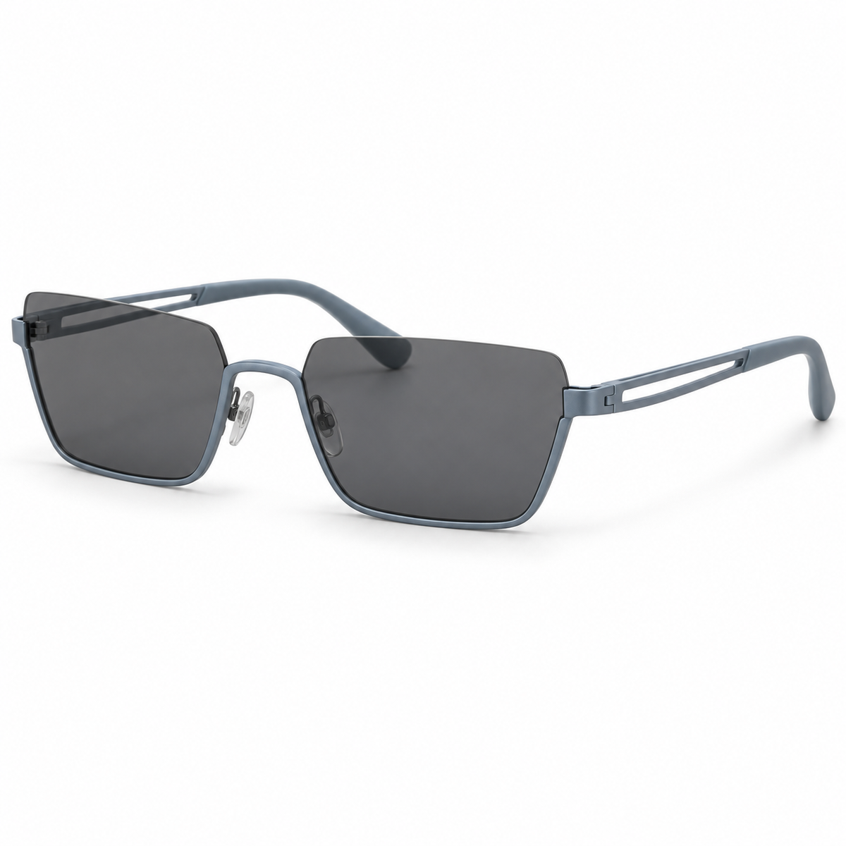 Open-Temple Trapezoid Sunglasses - Mist Blue-Grey