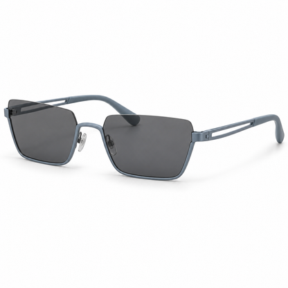 Open-Temple Trapezoid Sunglasses - Mist Blue-Grey